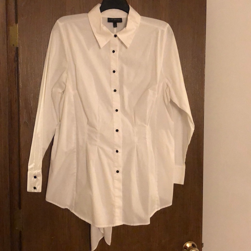 Button down shirt with tie in back